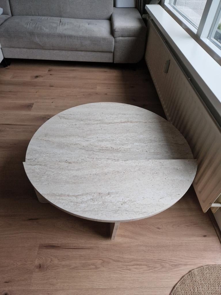 Salontafel met verhoging - Rond, marmerlook, Ophalen, Overige materialen, 50 tot 100 cm, Rond