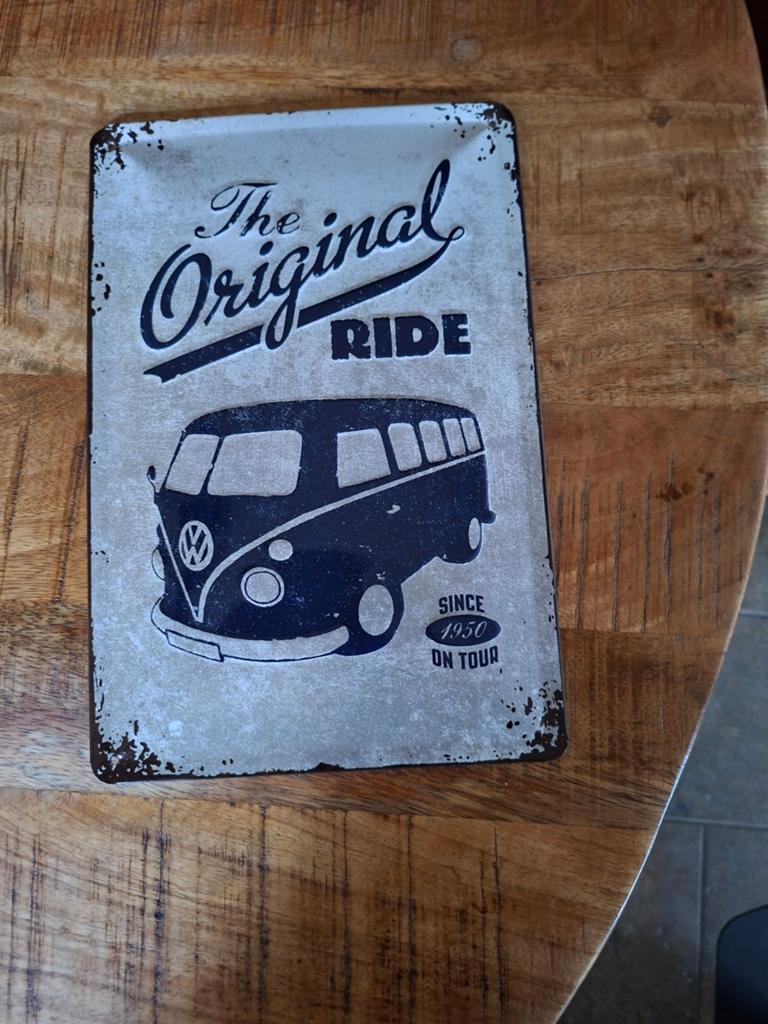 Vintage VW Bus Metalen Wandbord - The Original Ride, Ophalen of Verzenden, Zo goed als nieuw