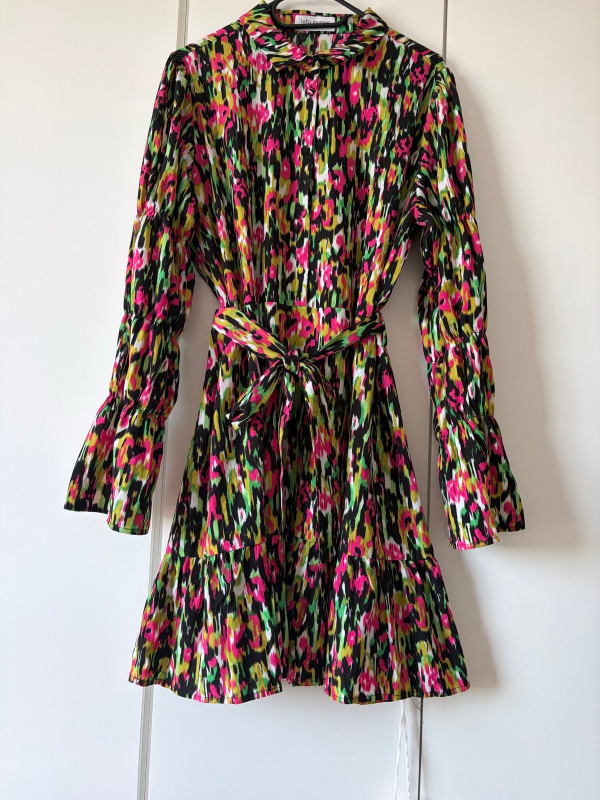 Lofty Manner jurk met kleurrijke print en strikceintuur, Meerkleurig, Maat 46/48 (XL) of groter, Ophalen of Verzenden, Zo goed als nieuw