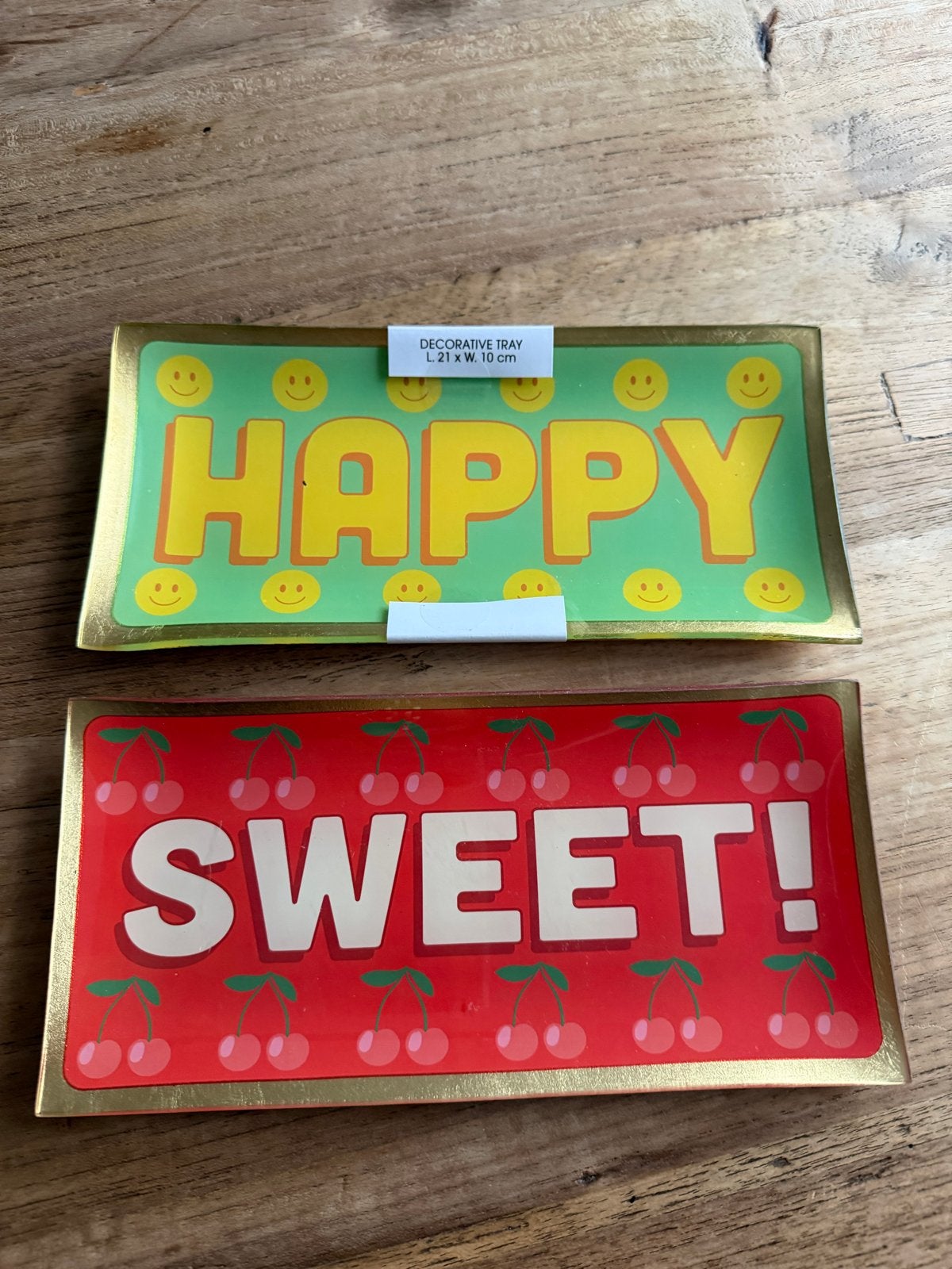 Set van 2 glazen schaaltjes: Happy & Sweet, Ophalen of Verzenden, Nieuw, Meerkleurig, Glas