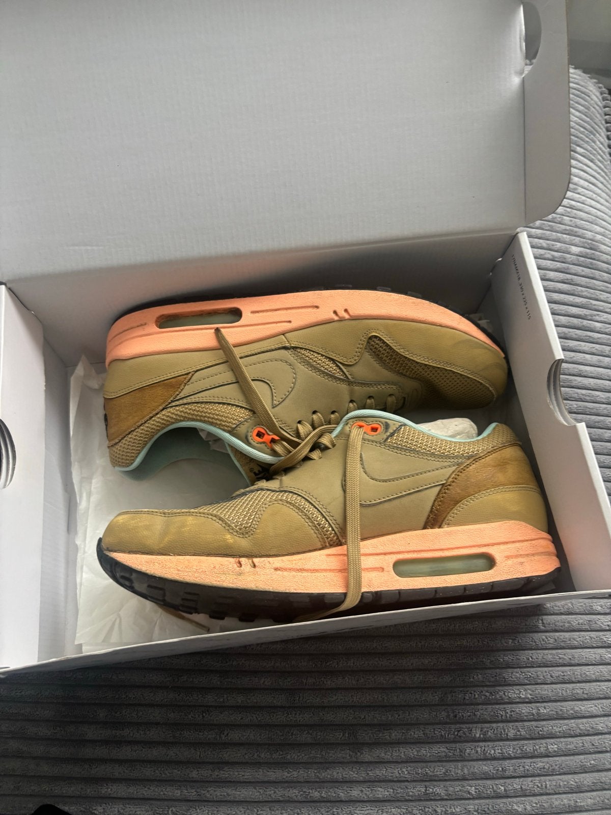 Nike Air Max 1 'Crepe Hemp' Sneakers, Ophalen of Verzenden, Zo goed als nieuw, Bruin, Sneakers of Gympen