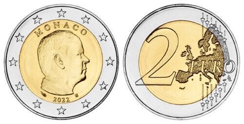 2 Euro Monaco 2022 - Reguliere Munt Prins Albert II - UNC, Verzenden, Monaco, 2 euro, Losse munt