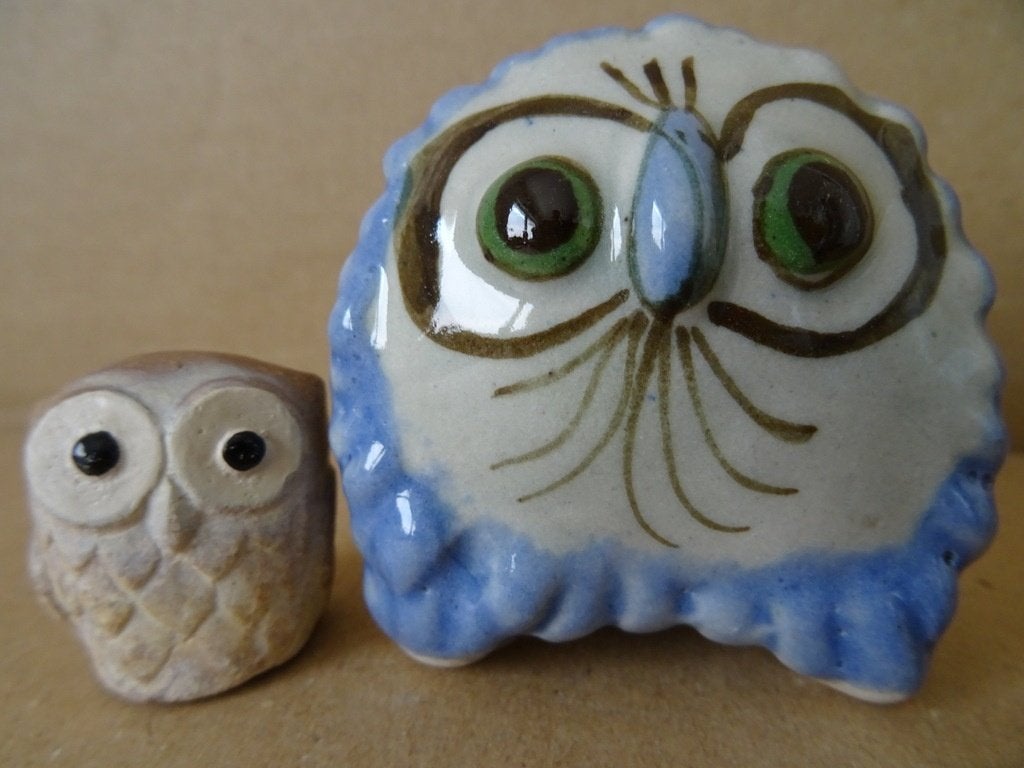 Curiosa beeld uil beeldje uil set beeldjes 3cm + 6cm Mexico