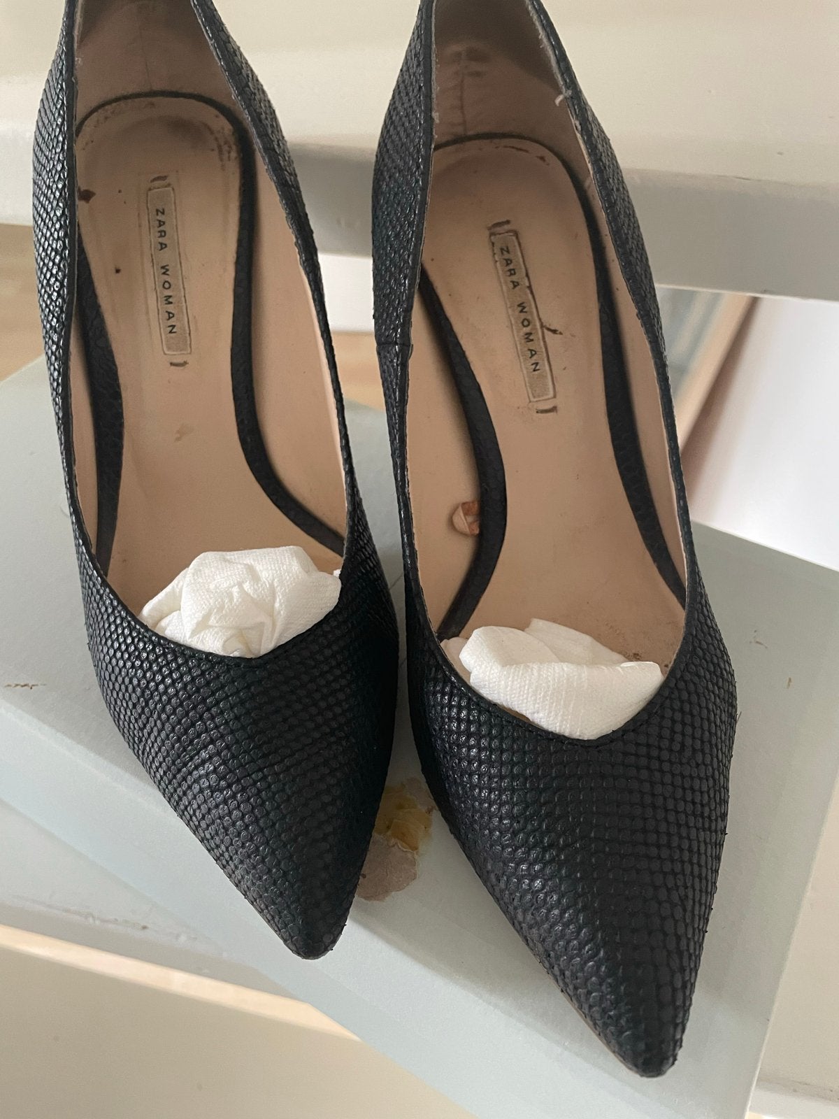Zara Woman Zwarte Pumps met Slangenprint, Ophalen of Verzenden, Gedragen, Zwart, Pumps
