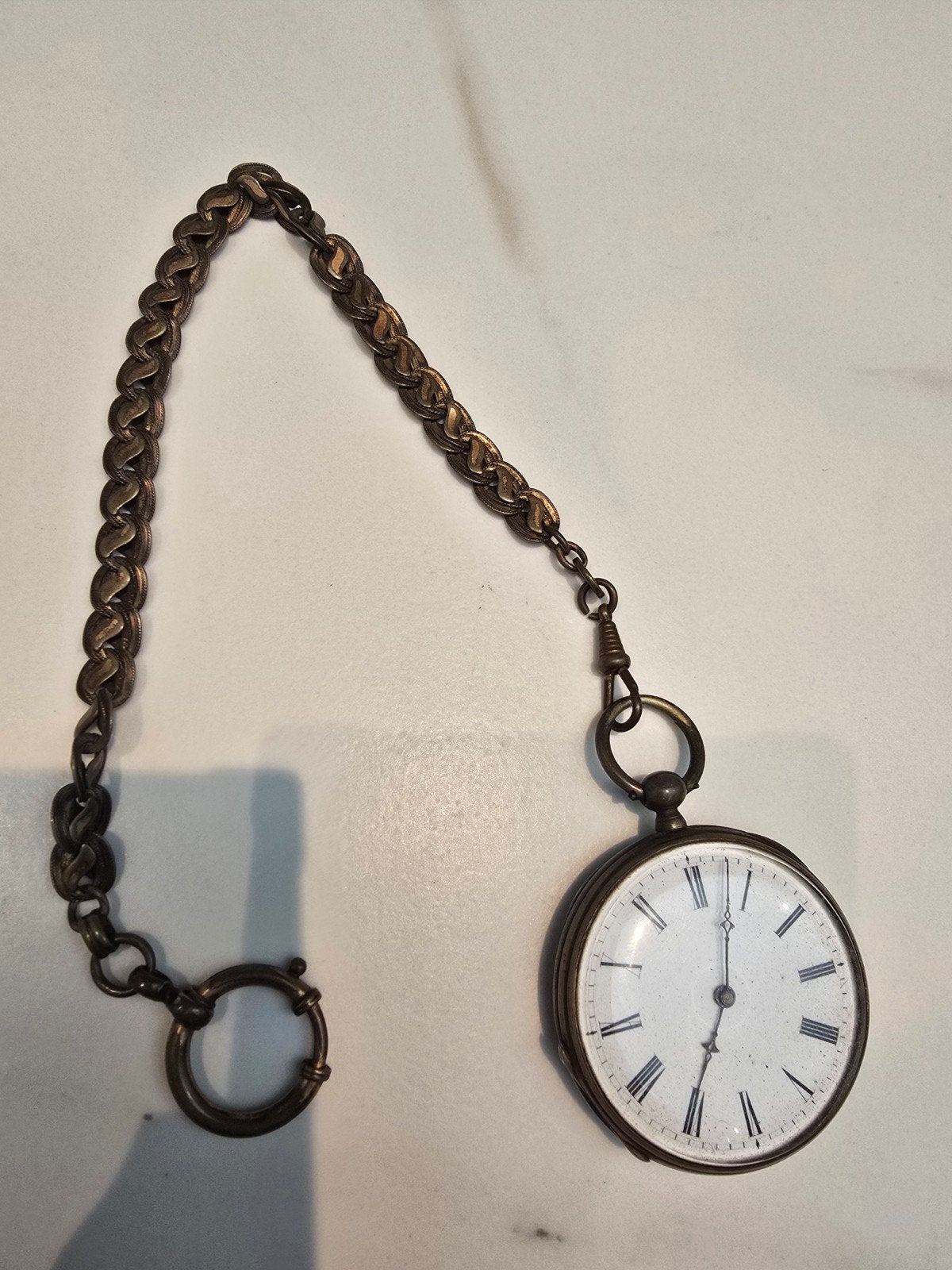 Antiek Zakhorloge met Ketting - Cilindre 6 Rubis, Overige merken, Zakhorloge, Ophalen of Verzenden, Met ketting