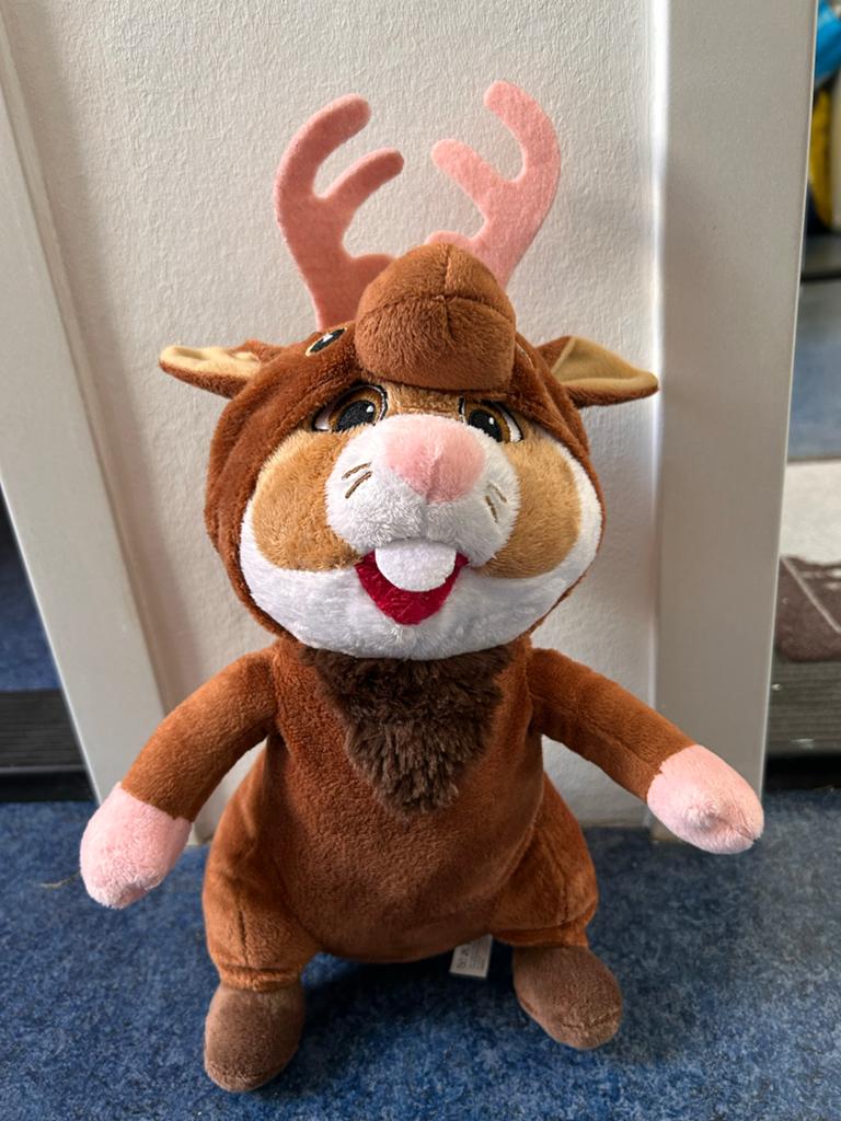 Albert Heijn Hamster in rendierpakje, Hamster, Ophalen of Verzenden, Middelgroot (20 tot 80 cm), Met kleding of accessoire