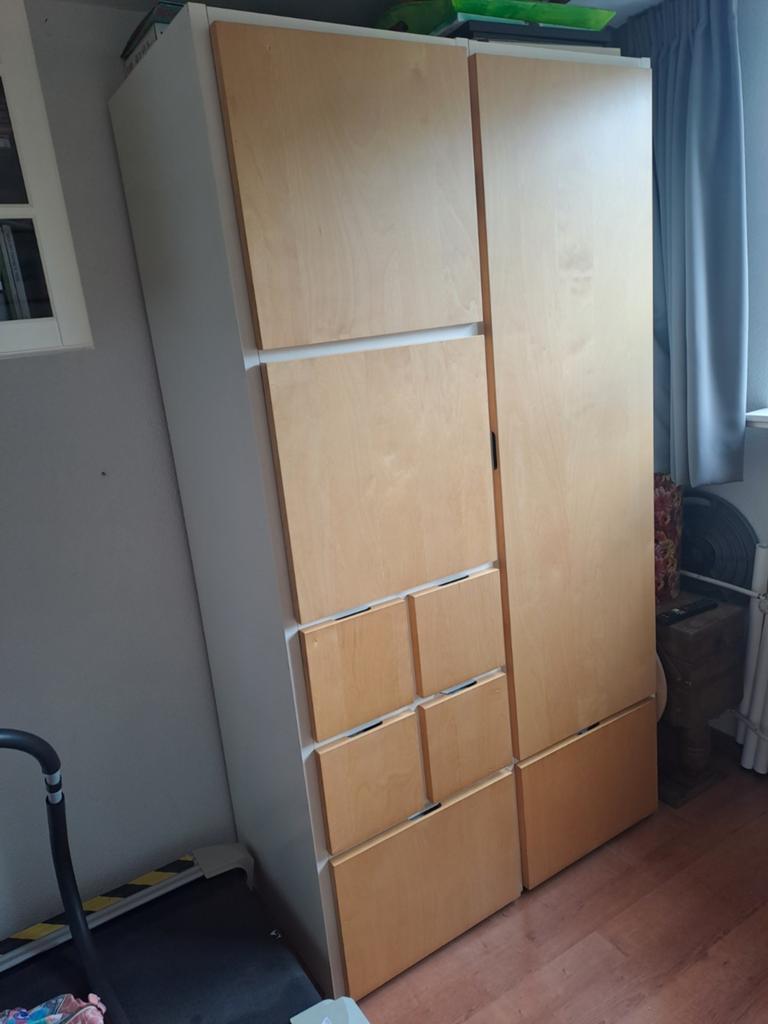 IKEA Rakke kledingkast met lades en hangruimte, Met deur(en), Gebruikt, 100 tot 150 cm, 200 cm of meer