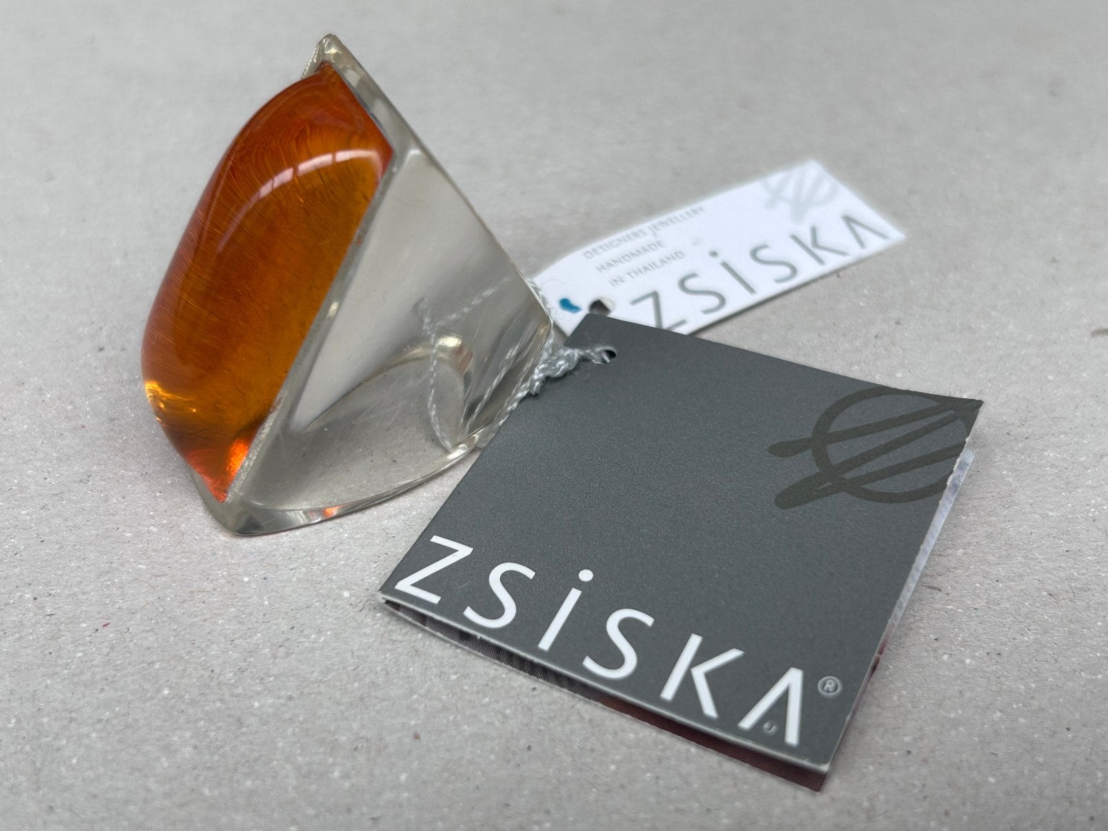 Zsiska ring goud zilver kleurig transparante kunststof basis, Overige merken, Overige materialen, Zsiska, Onbekend