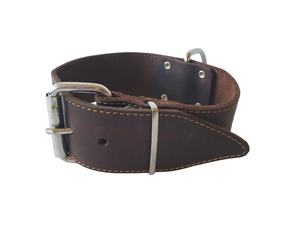 JACK & VANILLA Brede Gevet Leren Halsband Nek 33-42 cm OP=OP, Dieren en Toebehoren, Ophalen of Verzenden, Handgemaakt, Nieuw
