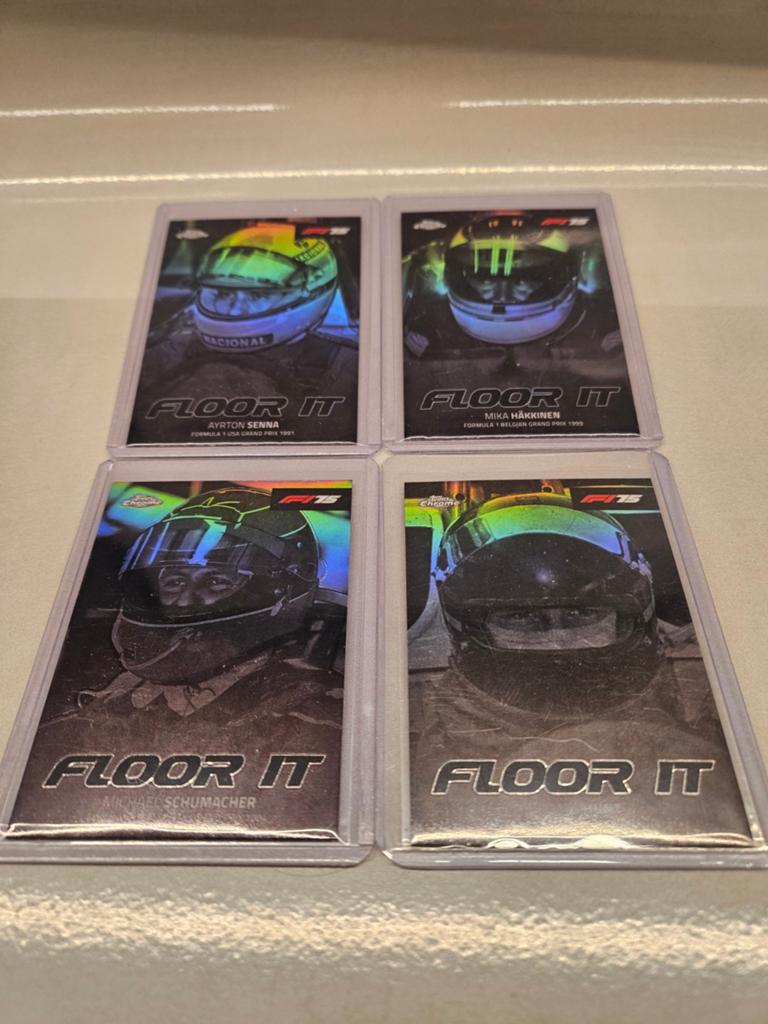 Floor it senna hakkinen schumacher hunt topps chrome f1 2025, Ophalen of Verzenden, Nieuw, Plaatje