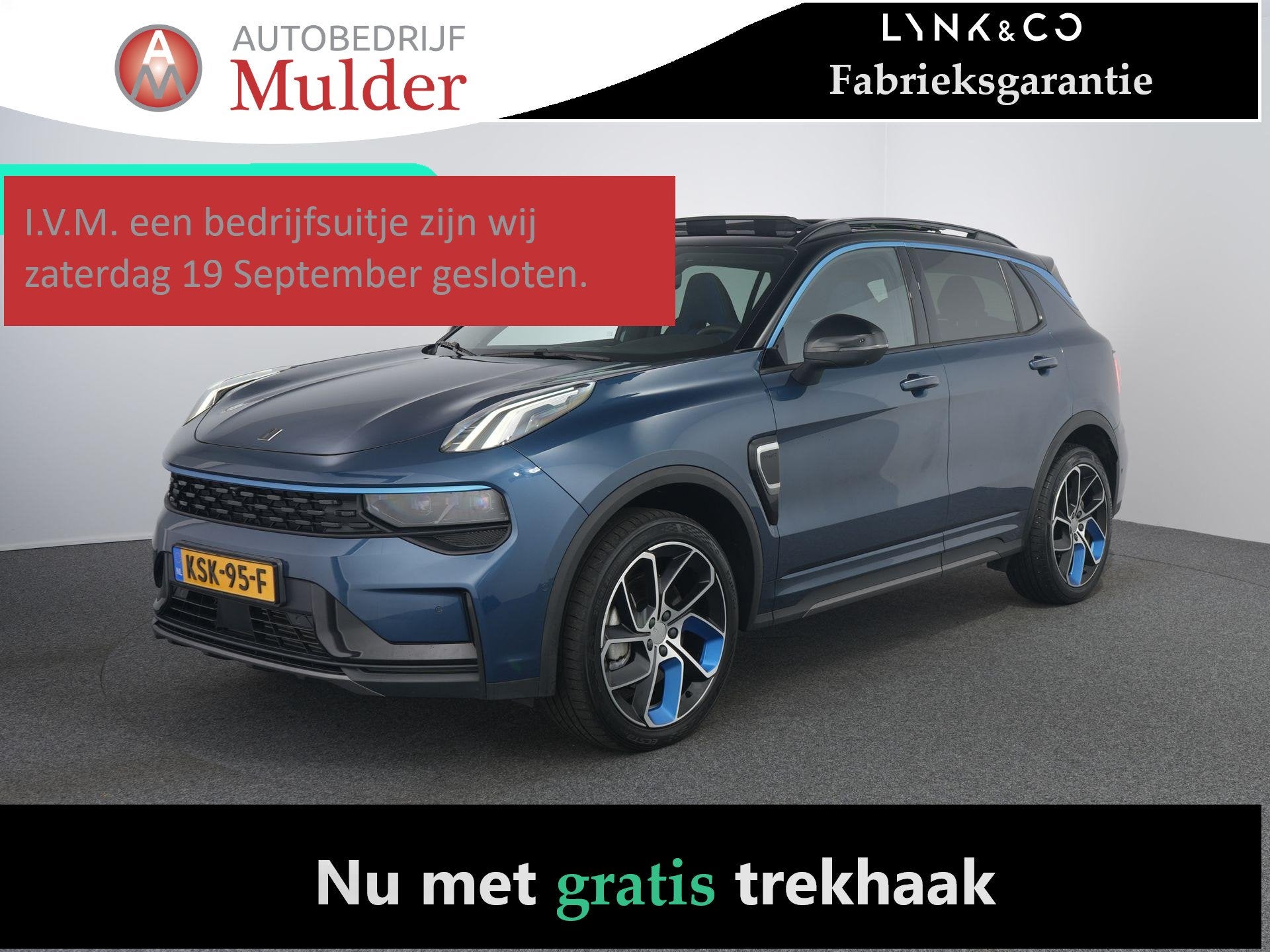 Lynk & Co 01 1.5 | Zwarte hemel | Pano | ACC | 360 camera |, Auto's, Stof, Euro 6, Blauw, Plug-in hybride