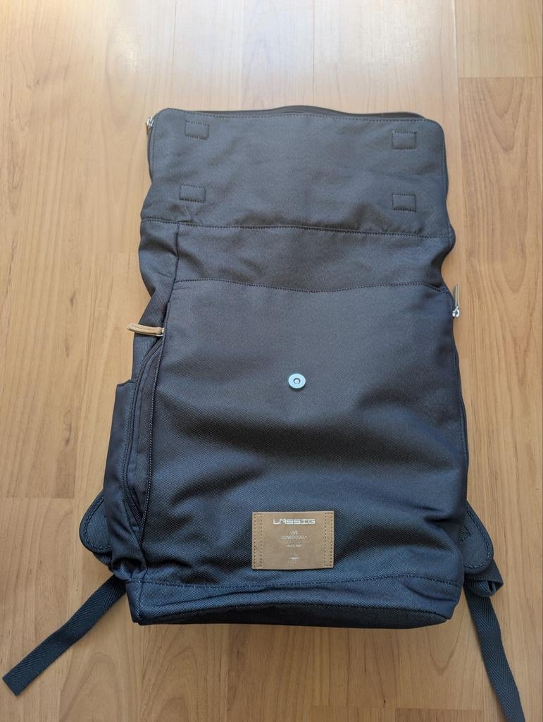 Lassig luier rugzak rolltop denim, Ophalen of Verzenden, Zo goed als nieuw, Rugzak