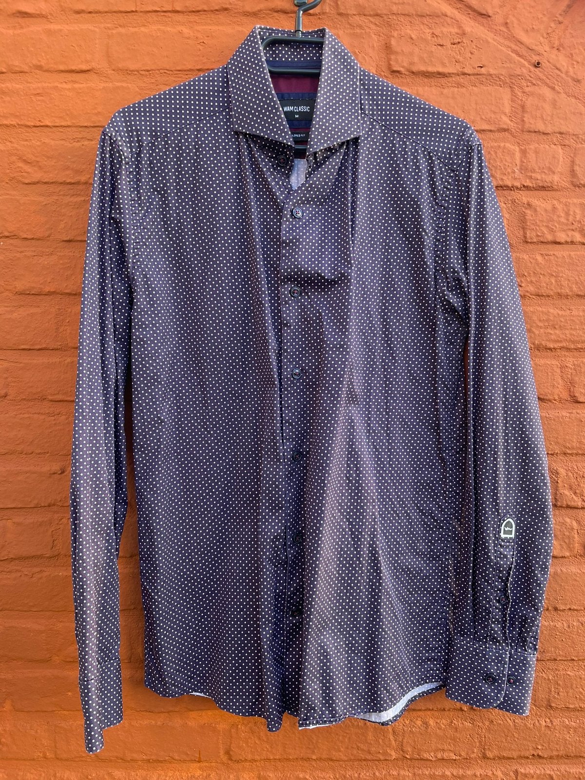 WAM Classic tailored fit overhemd bordeauxrood wit Medium, Ophalen of Verzenden, Gedragen, Rood, Halswijdte 39/40 (M)