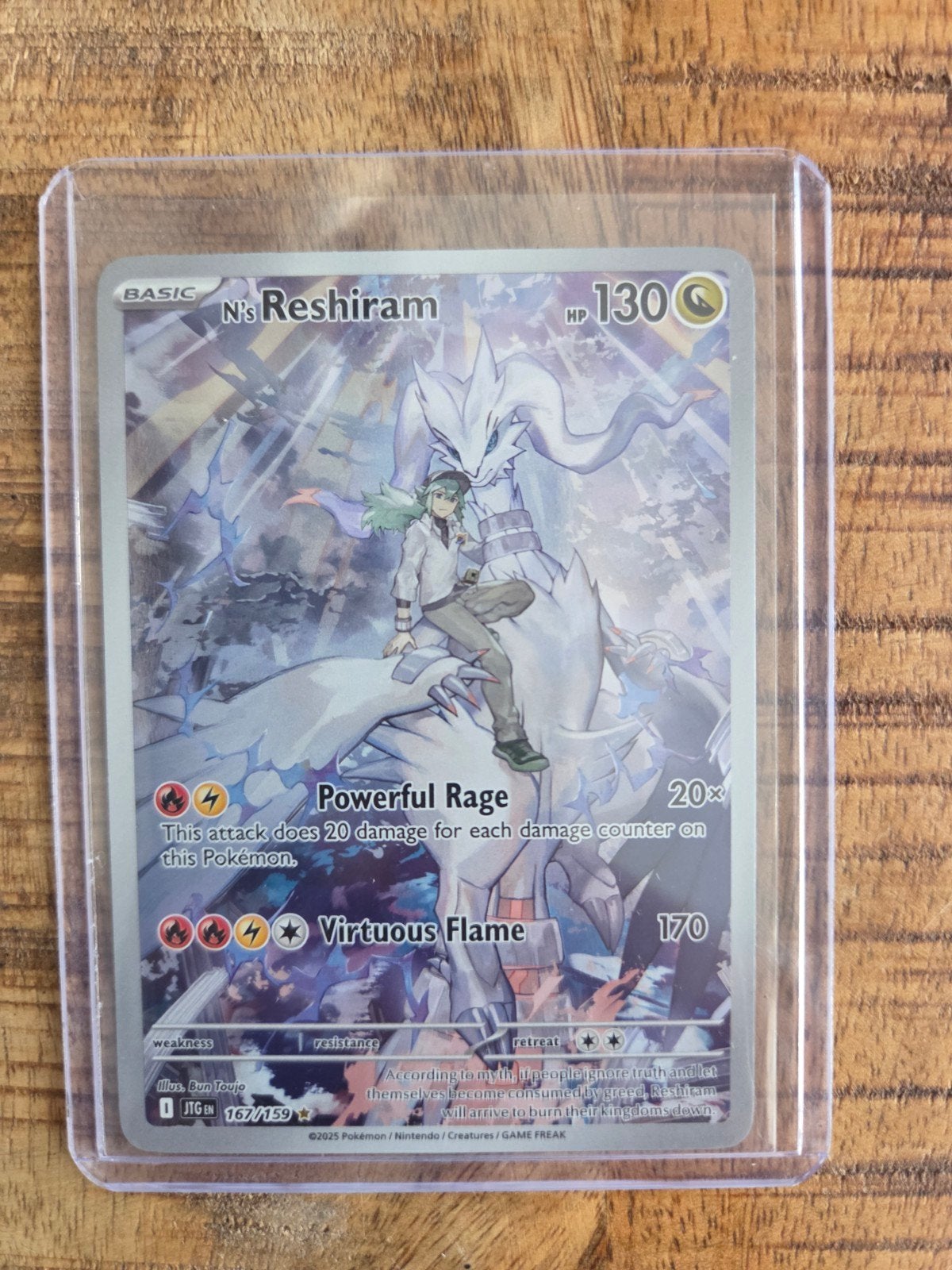 N's Reshiram Pokémon Kaart 167/159 Full Art, Ophalen of Verzenden, Nieuw, Losse kaart, Foil