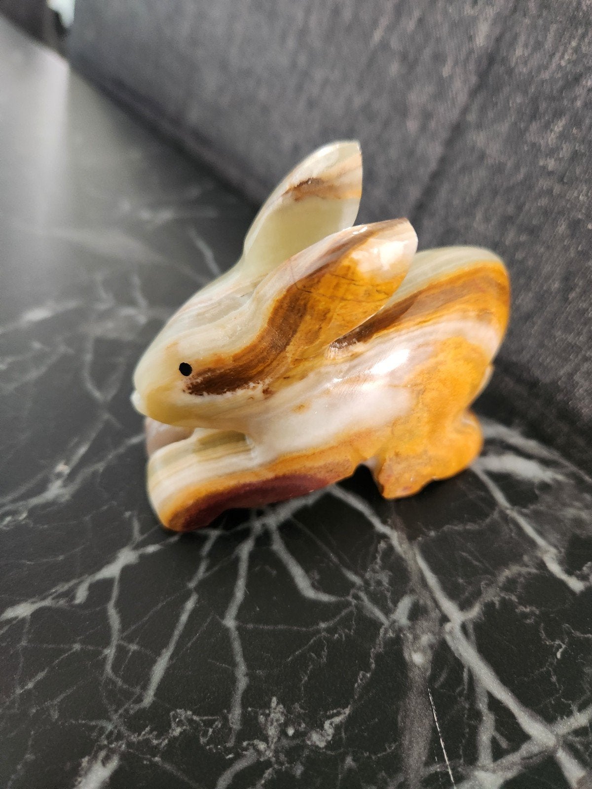 Onyx Dolfijn en Konijn Beeldjes - Decoratieve Set, Verzamelen, Beelden en Beeldjes, Ophalen, Zo goed als nieuw, Dier