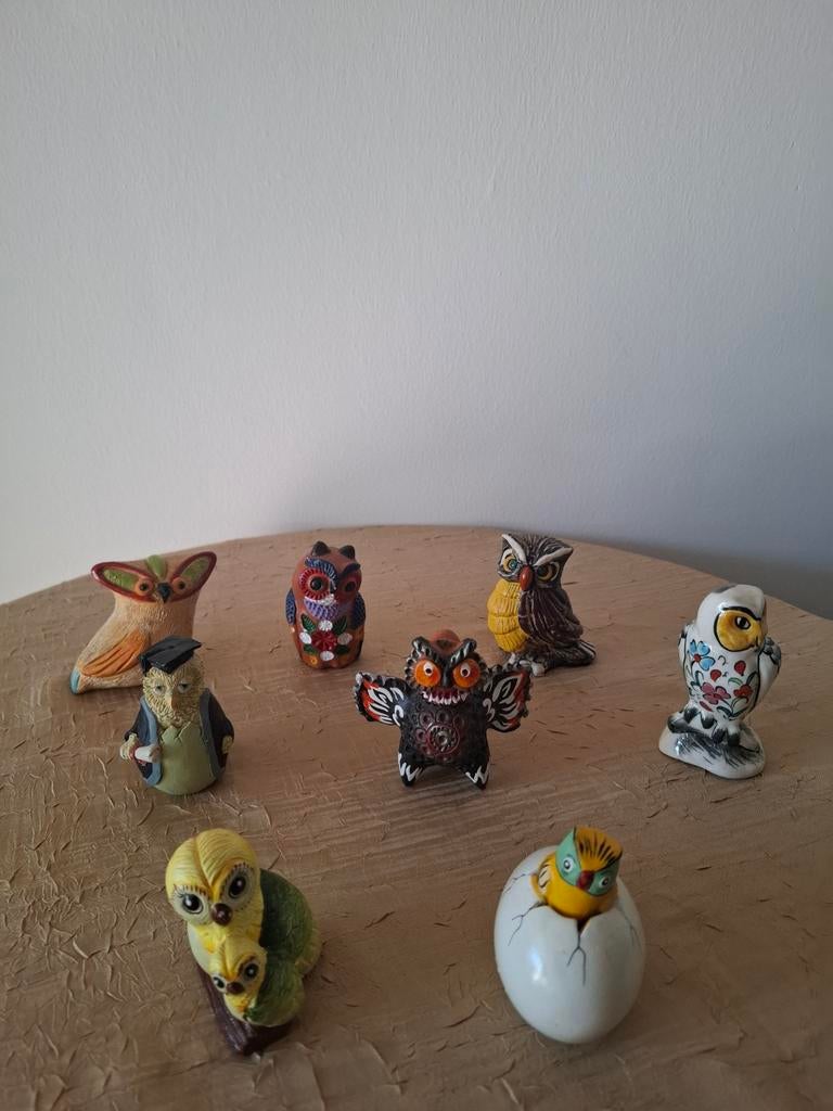 Verzameling van 8 uilen beeldjes, Ophalen of Verzenden, Gebruikt, Dier