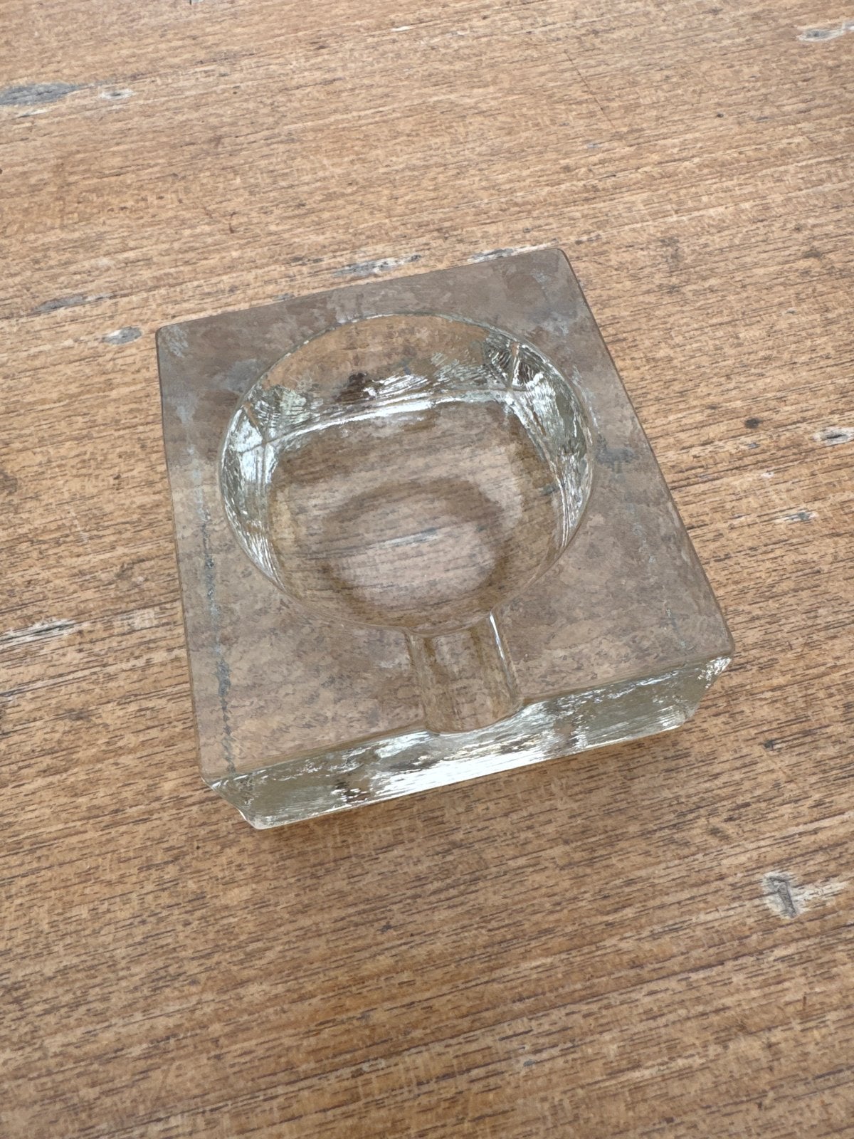 Glazen asbak 12x12 x 5 cm, Ophalen of Verzenden, Gebruikt, Asbak