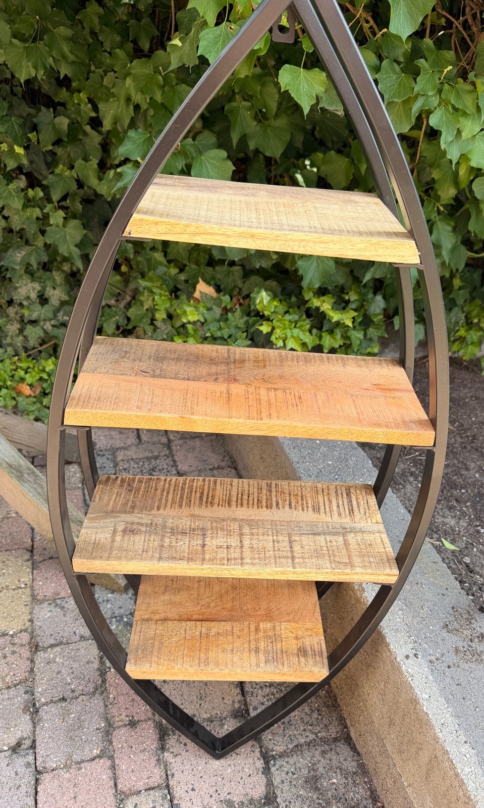 Decoratief wandrek met mangohouten planken, Huis en Inrichting, Woonaccessoires | Wandplanken en Boekenplanken, Ophalen, Zo goed als nieuw