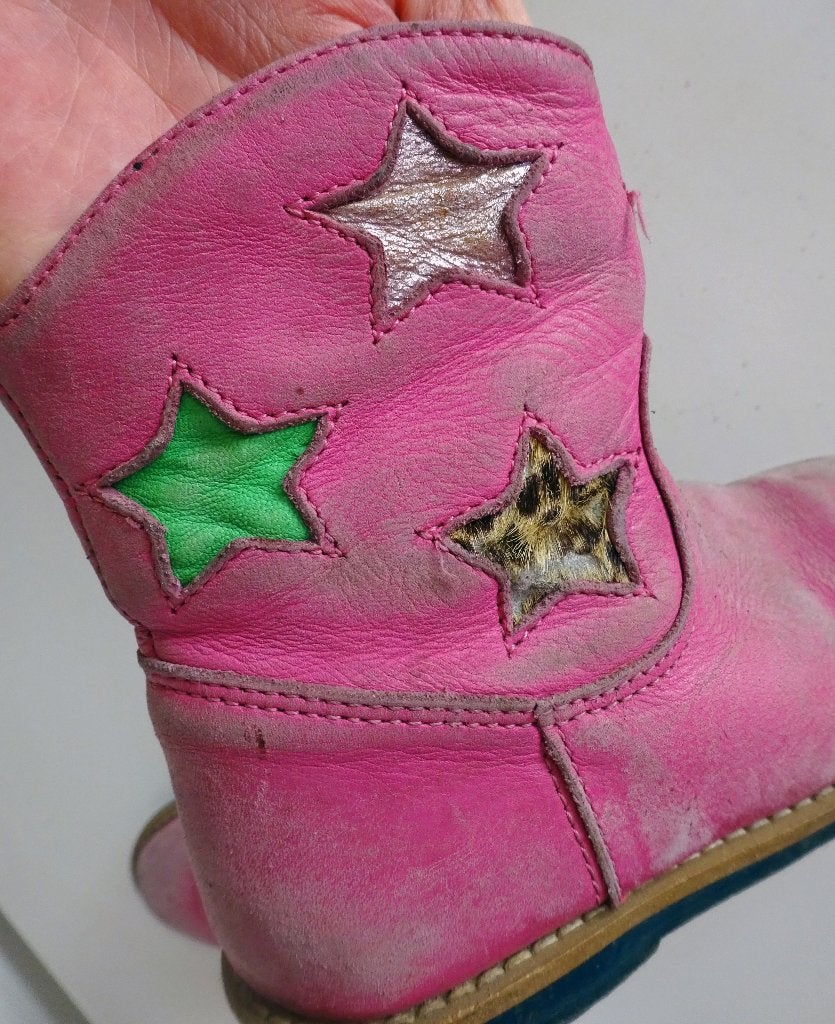 Leren laarsje met poes en sterren - roze - maat 25 / 26, Ophalen, Gebruikt, Meisje, Laarzen