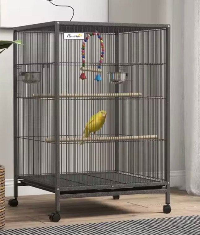 Vogel kooi op wielen, Ophalen, Zo goed als nieuw, Metaal, Vogelkooi
