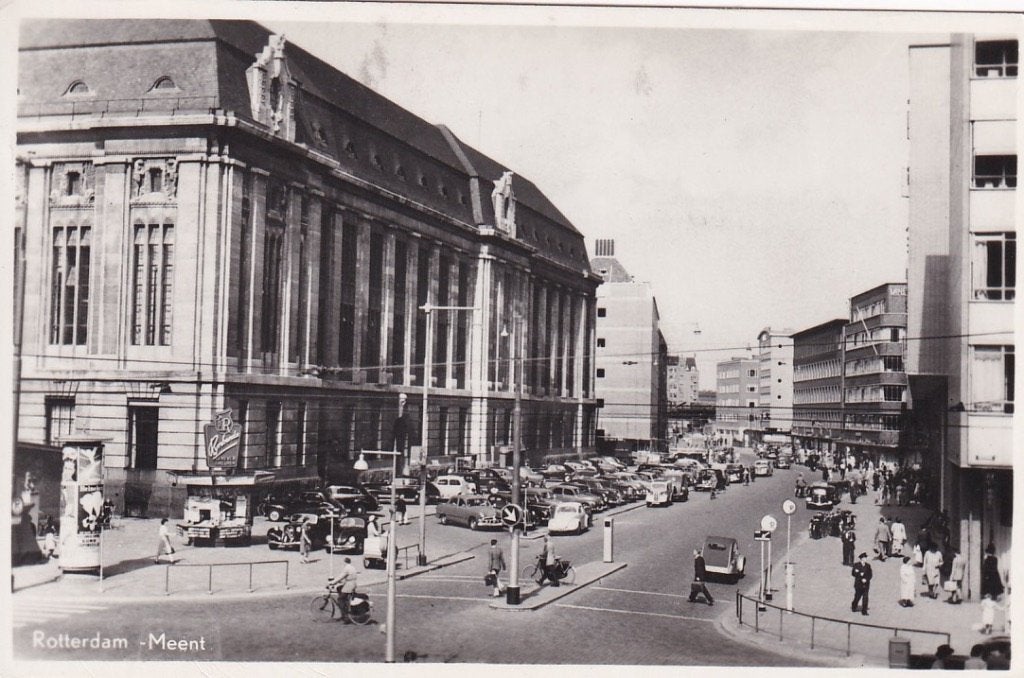737R Rotterdam Meent vanaf Coolsingel kiosk ijscokar Citroën, Ophalen of Verzenden, 1940 tot 1960, Gelopen, Zuid-Holland