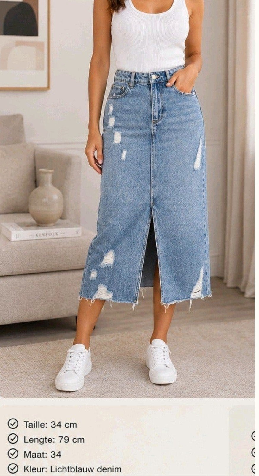 Zara Lichtblauwe Denim Midi Rok XS - Hoge Taille, Blauw, Zara, Ophalen of Verzenden, Maat 34 (XS) of kleiner