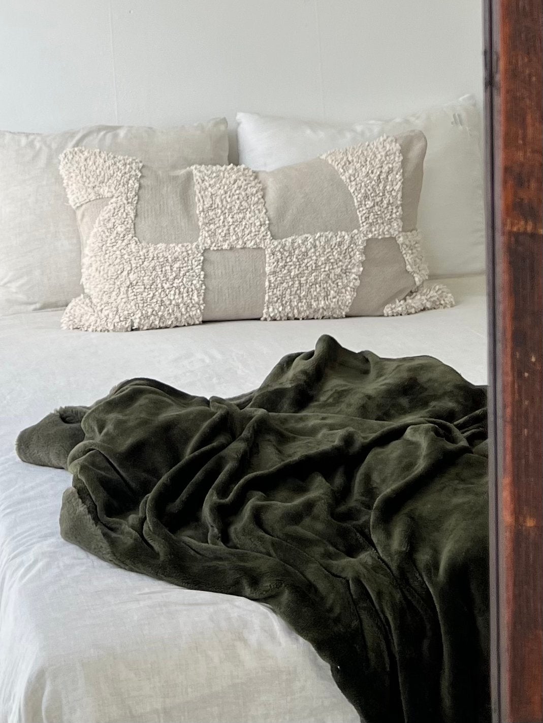 H&M Home kussenhoes 50x90 patchwork beige katoen., Overige merken, Verzenden, Beige, Kussenhoes