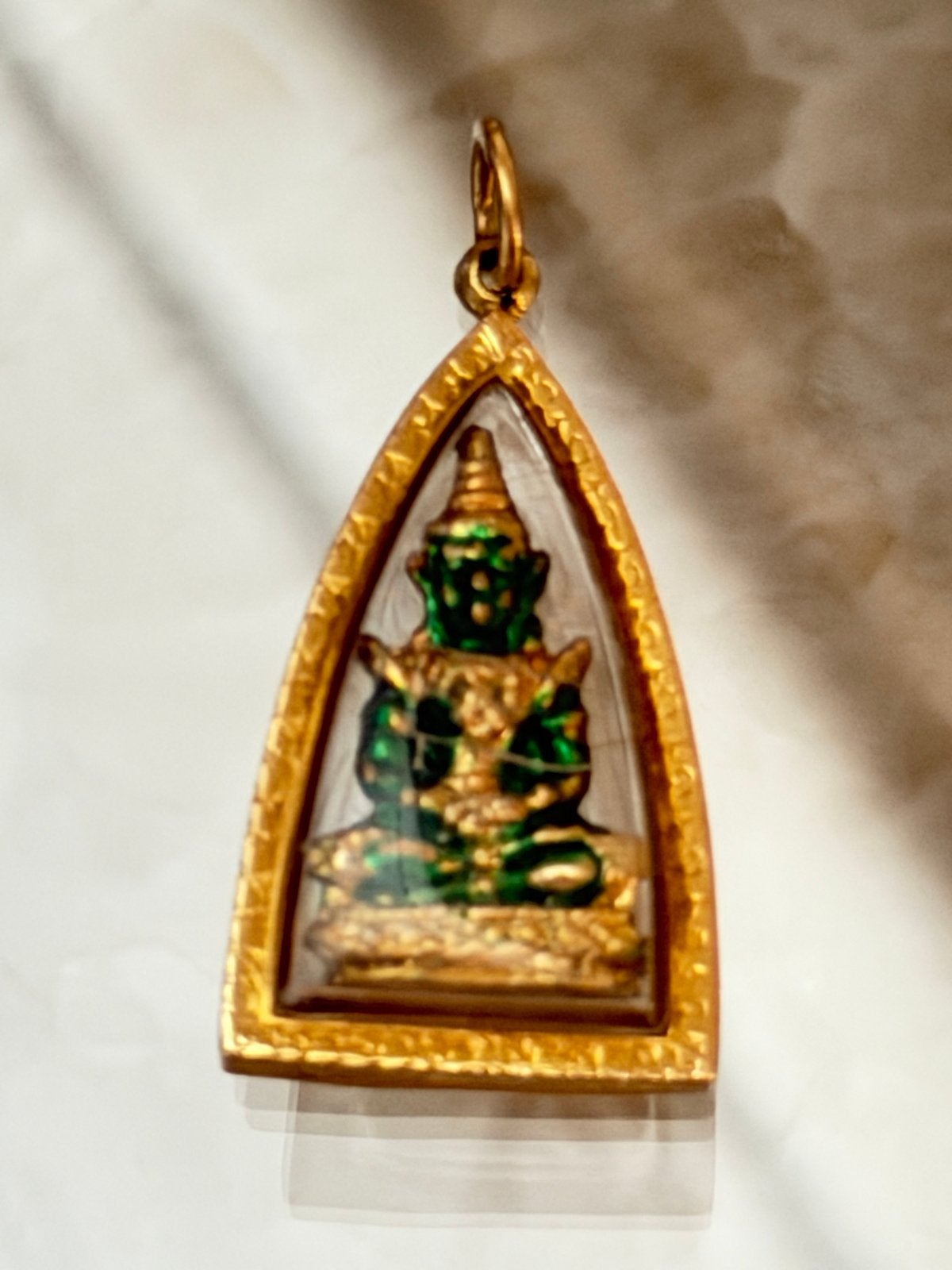 Smaragdgroene Boeddha Hanger - 18K Verguld Amulet, Ophalen of Verzenden