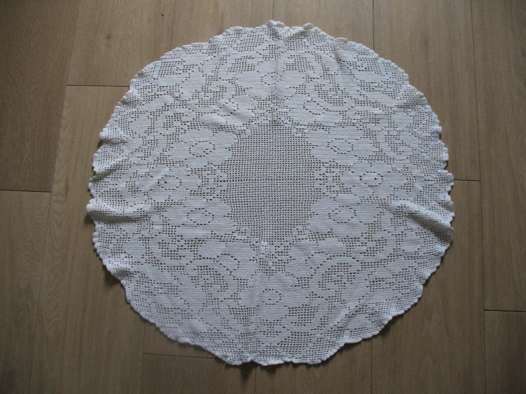 Hand Gehaakt Rond Kleed OffWhite * Bloemen Vintage, Ophalen of Verzenden, Zo goed als nieuw, Haken, Overige typen
