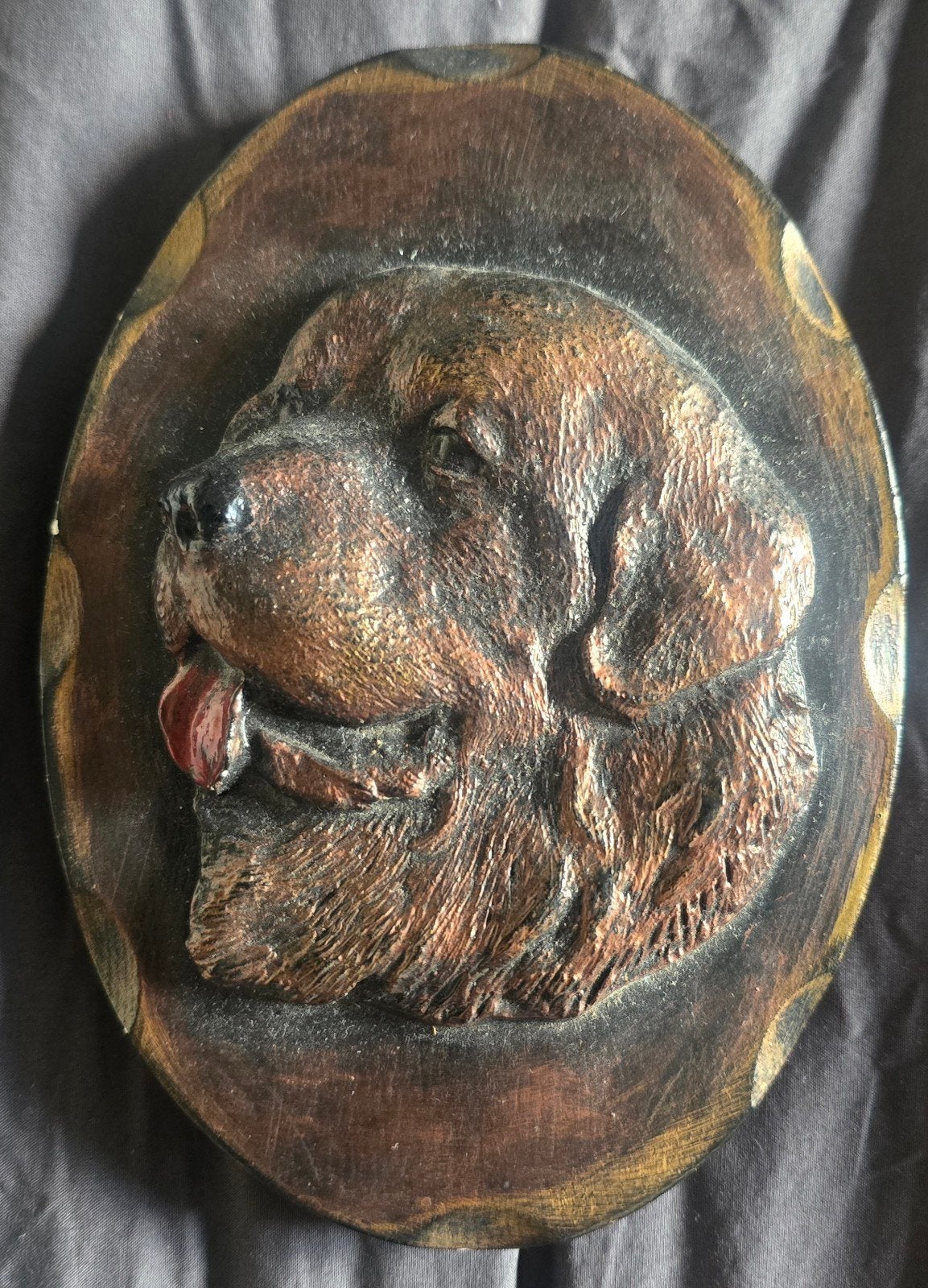 Steenreliëf Newfoundlander hond - 18x13cm, Ophalen of Verzenden, Gebruikt, Dier