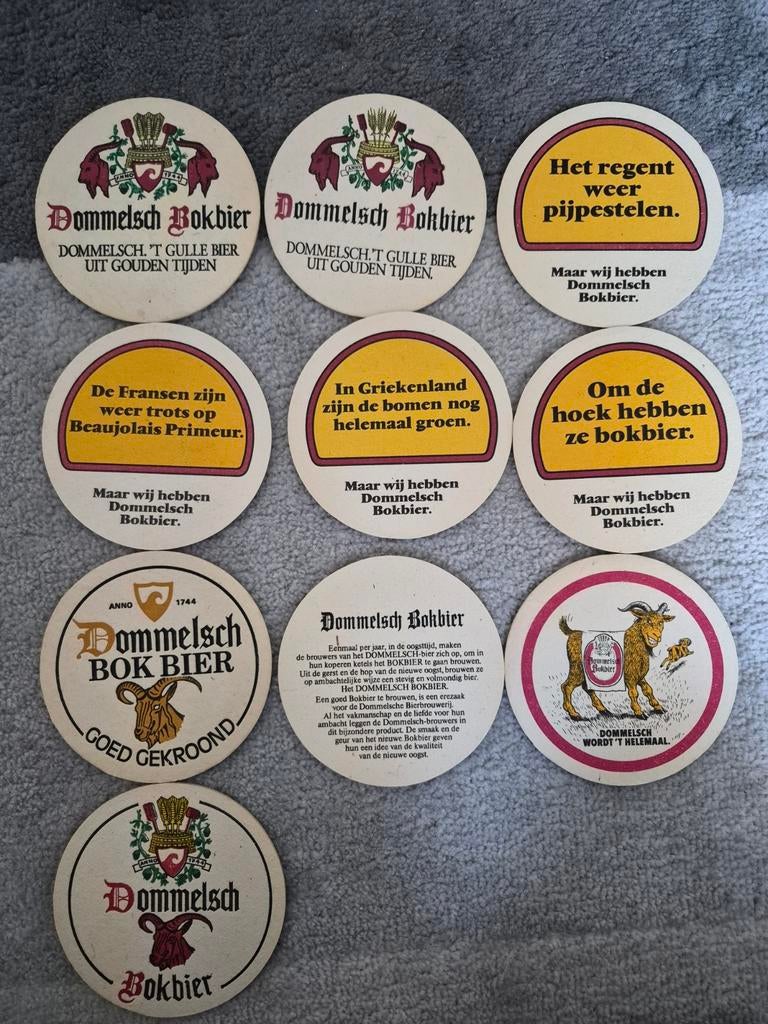 9 verschillende Dommelsch Bockbier bierviltjes, Ophalen of Verzenden