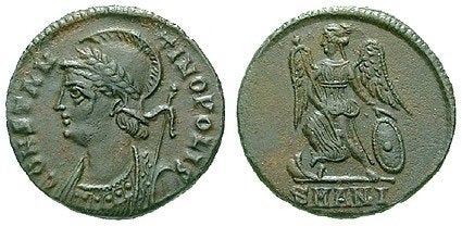 Prachtige Romeinse Follis Constantijn de Grote Victoria, Verzenden, Italië, Losse munt