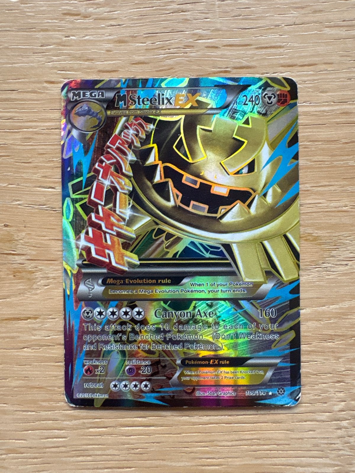 Pokémon M Steelix EX 109/114 Full Art Foil Kaart, Ophalen of Verzenden, Zo goed als nieuw, Losse kaart, Foil