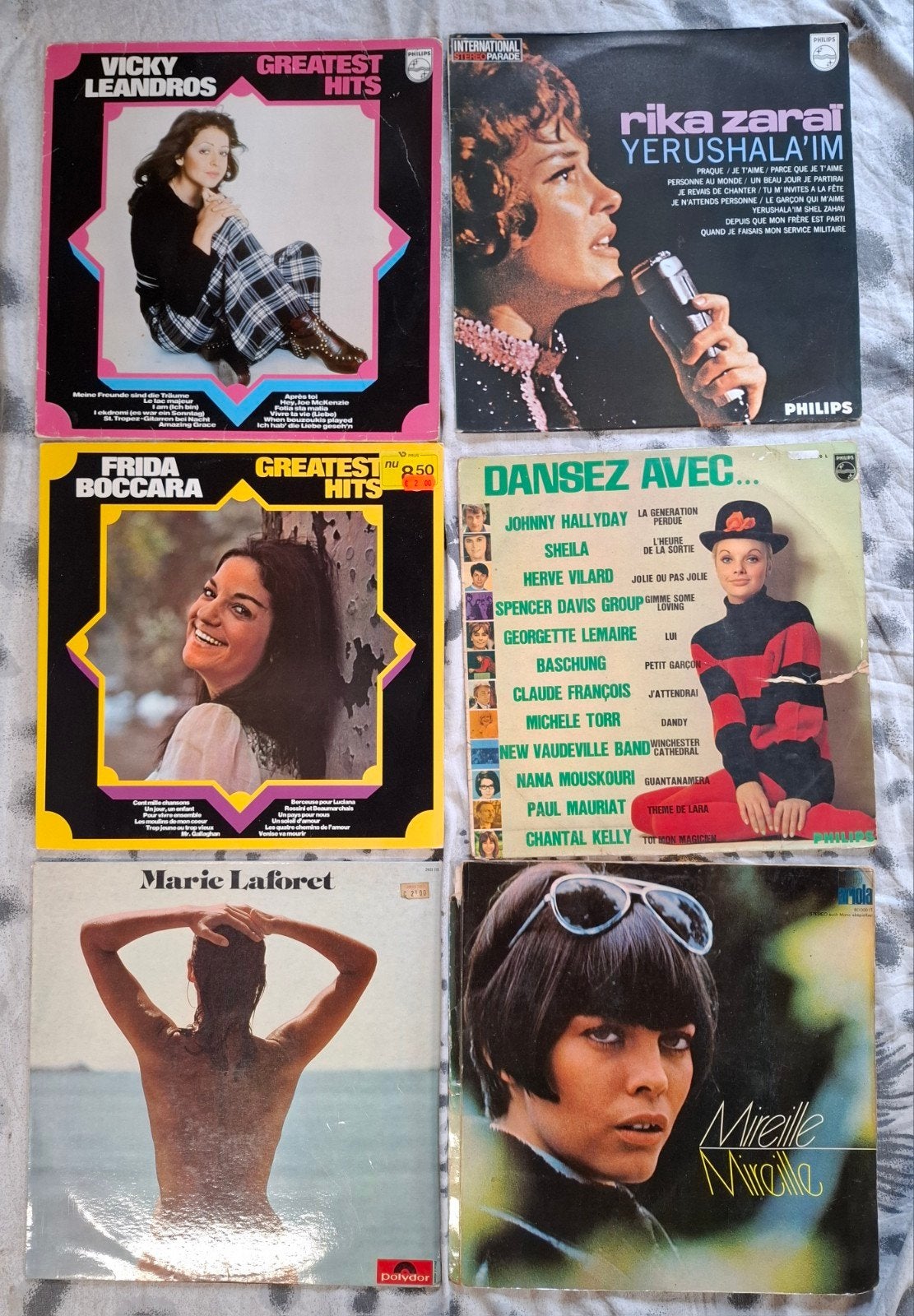 6x Vintage Franse LP's - Mireille Mathieu, Vicky Lean, LP, Gebruikt, Pop, Ophalen of Verzenden