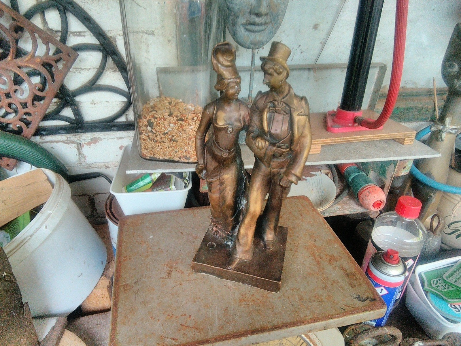 beeld brons man vrouw 24 cm, Ophalen