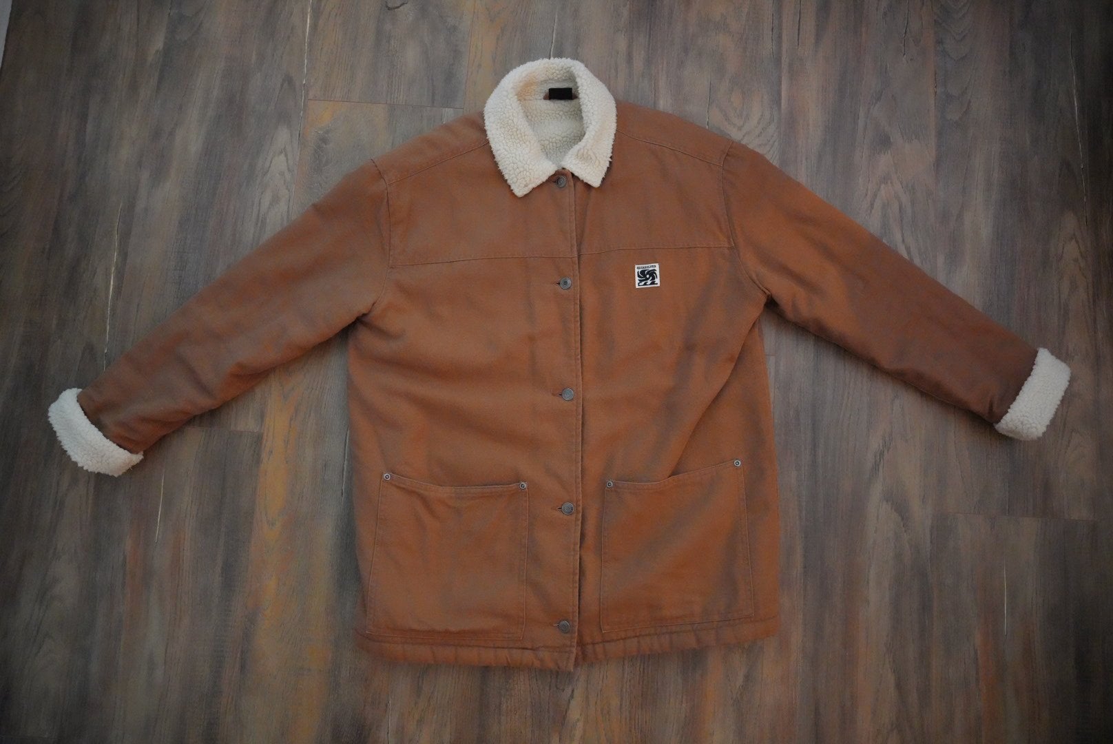 Volcom winterjas maat M – cognac met warme sherpa voering, Ophalen of Verzenden, Gedragen, Maat 48/50 (M), Bruin