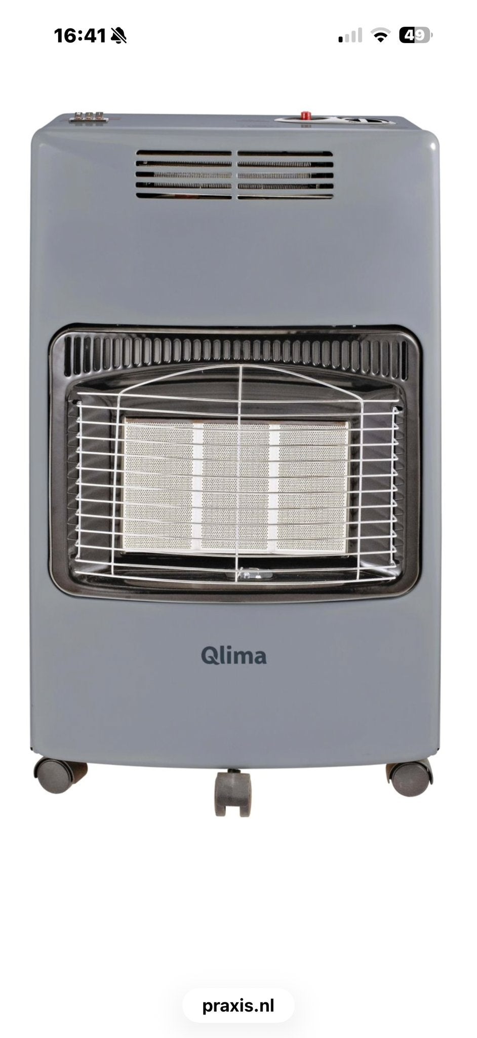 Qlima GH959RF Gaskachel - Mobiele Gaskachel op Wielen, Ophalen, Gas, Zo goed als nieuw, Vrijstaand