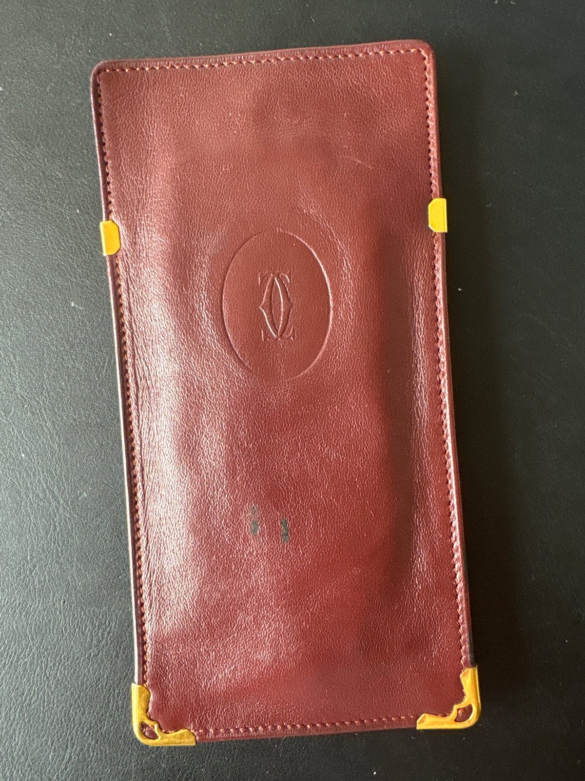 Cartier Leren bril Etui - Bordeauxrood met Gouden Details, Overige merken, Ophalen of Verzenden, Zo goed als nieuw, Leer