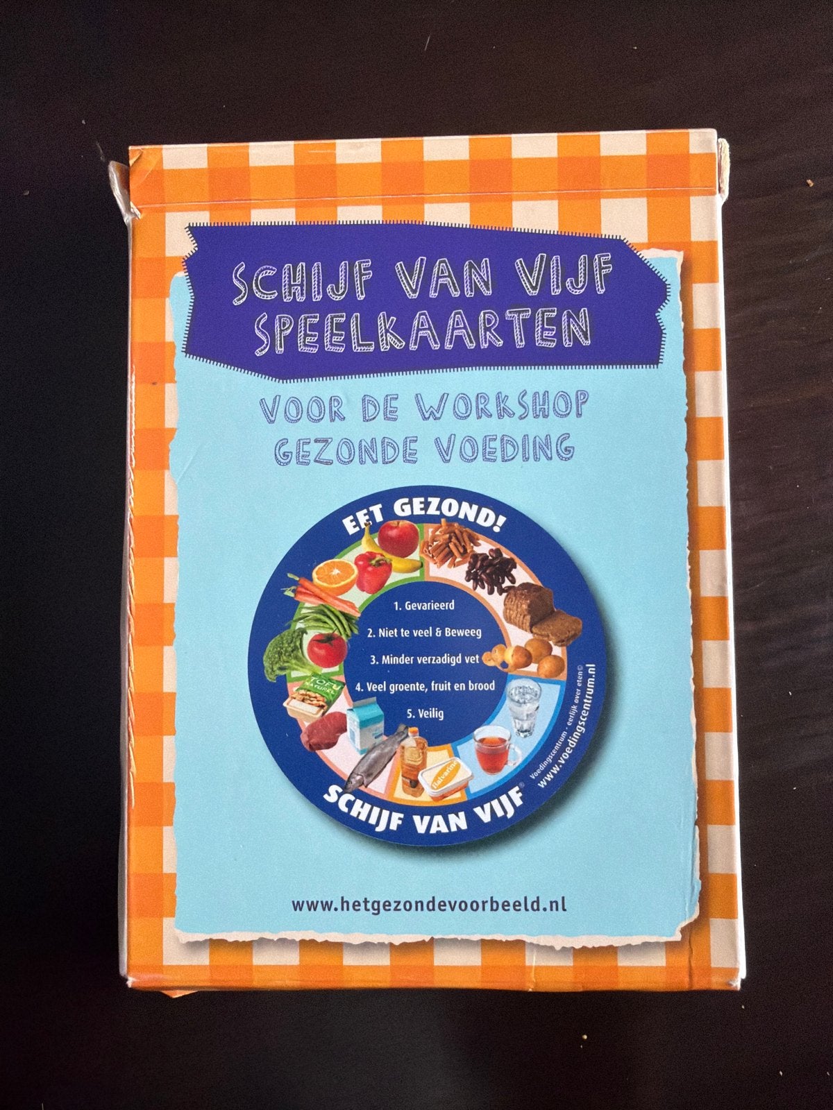 Schijf van Vijf Speelkaarten - Gezonde Voeding Workshop, Hobby en Vrije tijd, Een of twee spelers, Ophalen of Verzenden, Gebruikt