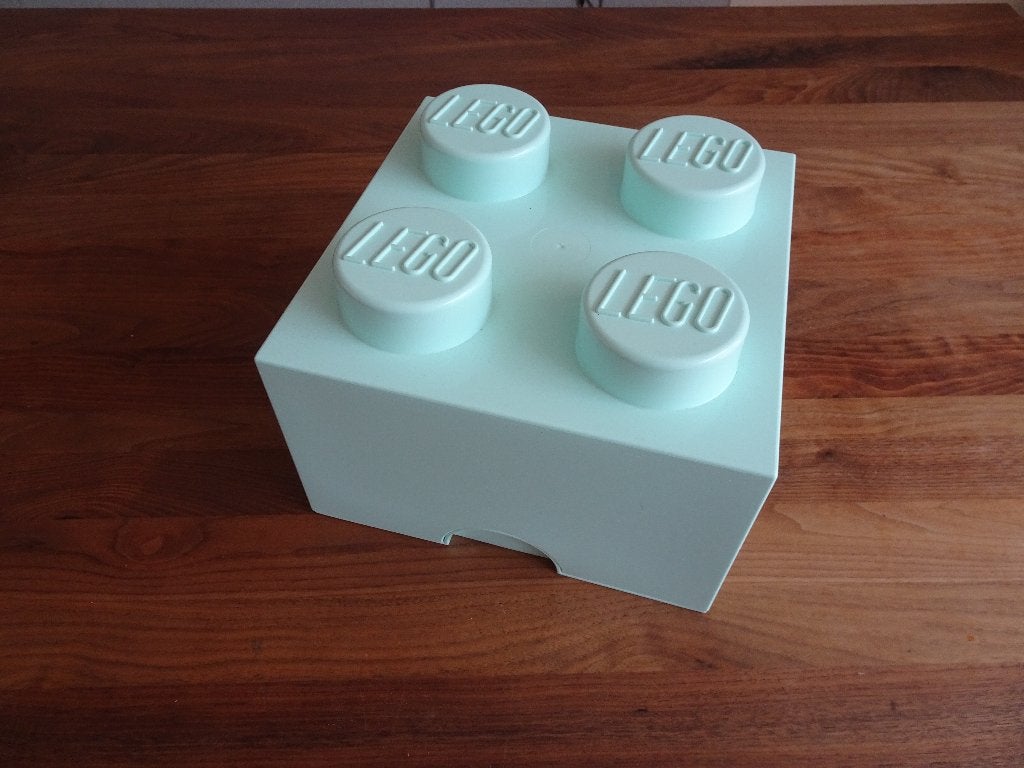 Lego opbergbox brick 4 vierkant blok lichtblauw, Overige thema's, Lego, Overige typen, Ophalen of Verzenden