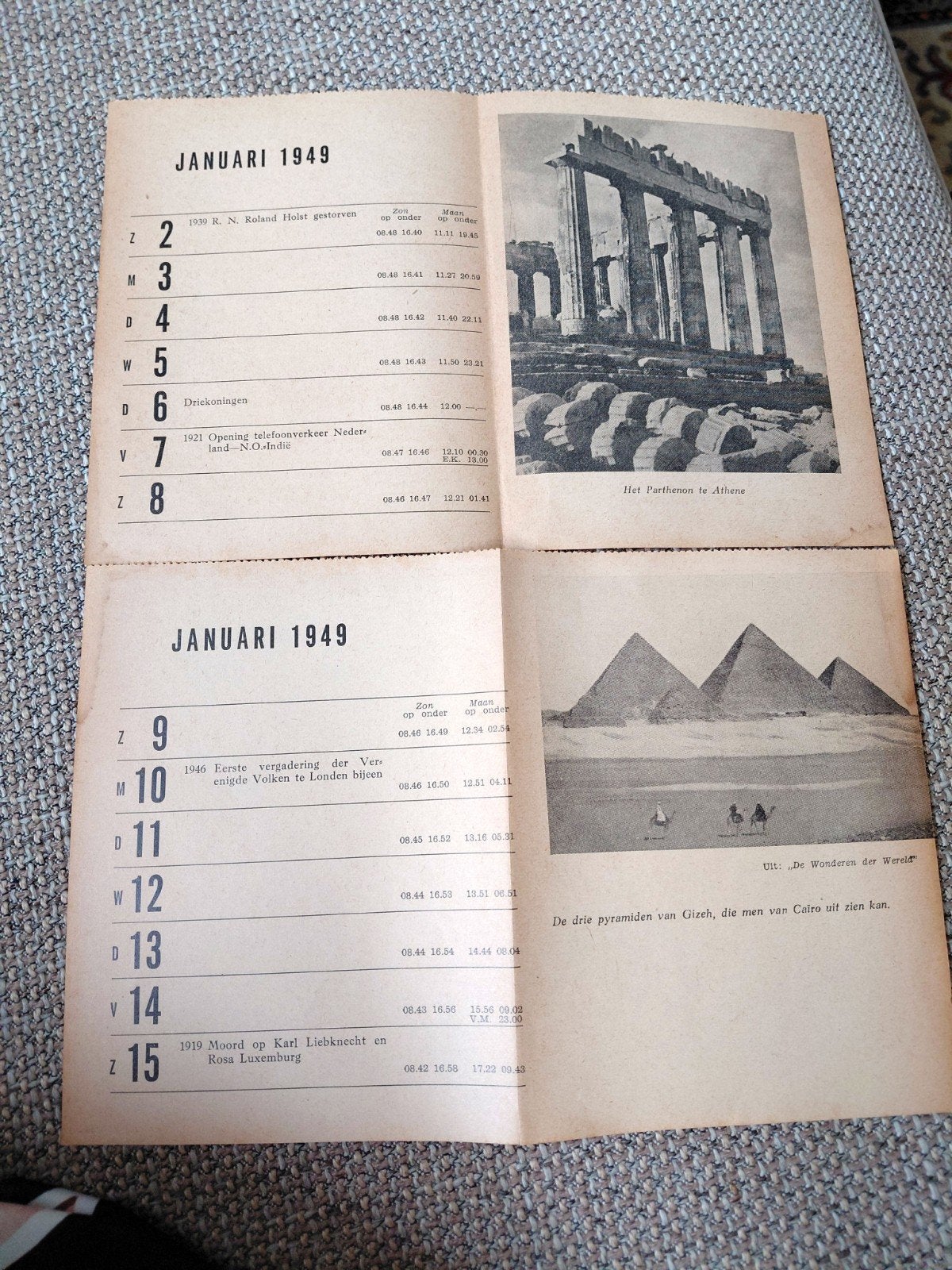 Origin. kalenderblaadjes  1949  Het Vrije Volk/Arbeiderspers, Verzamelen, Ophalen of Verzenden, 1940 tot 1960