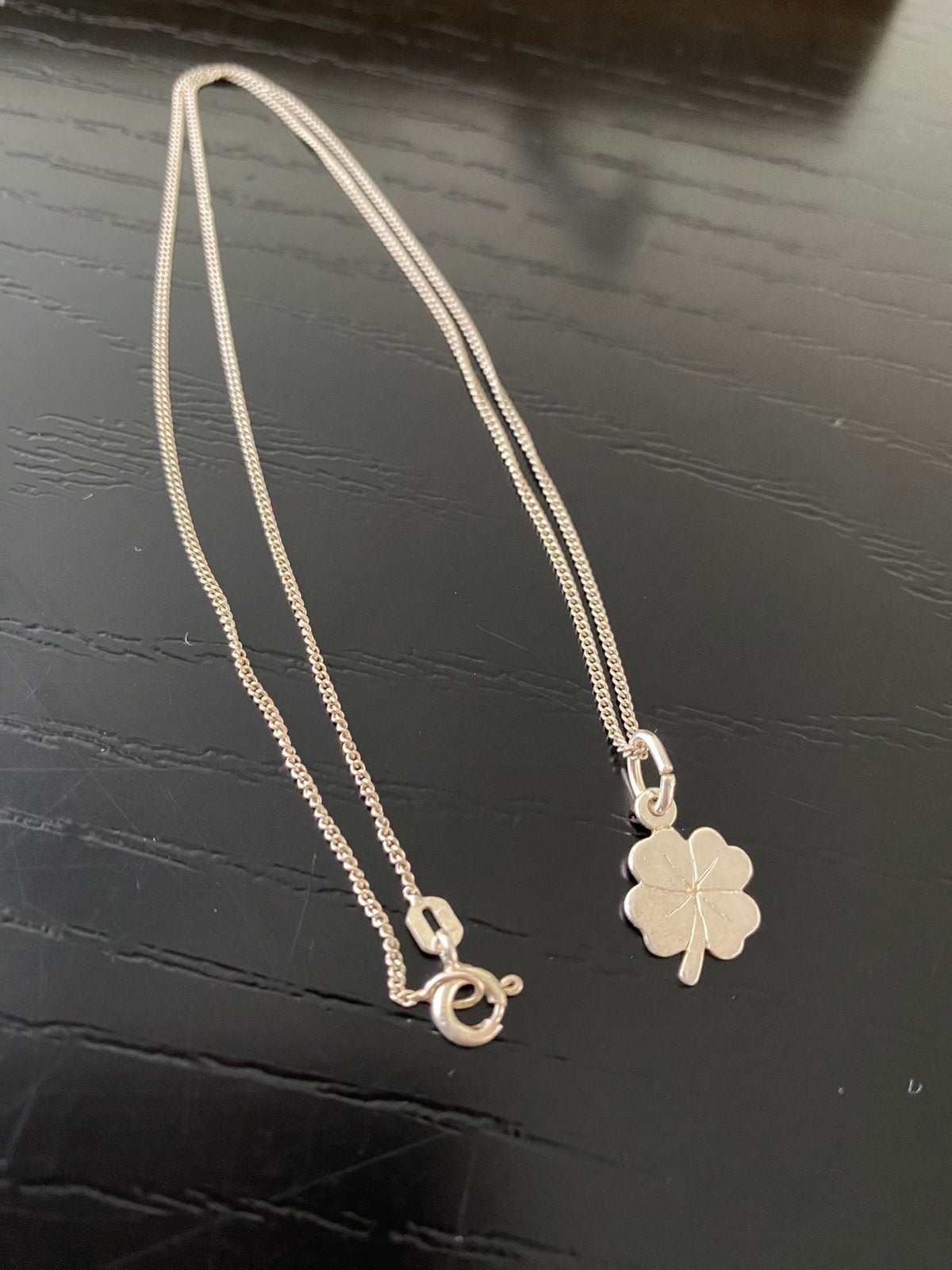 Vintage 925 zilveren ketting & klavertje 4, Ophalen of Verzenden, Zo goed als nieuw, Zilver