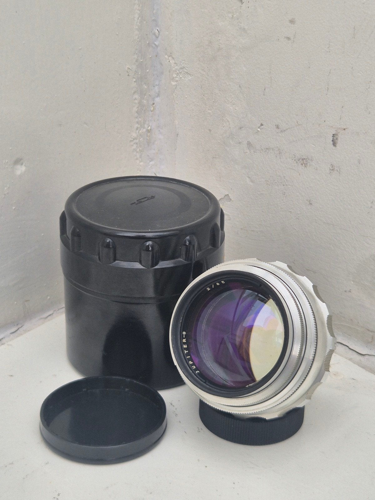 Jupiter-9 85mm f/2 M42 zilver – zeldzame Soviet portretlens, Beschermhoes/tas, M42, 85 mm, Telelens