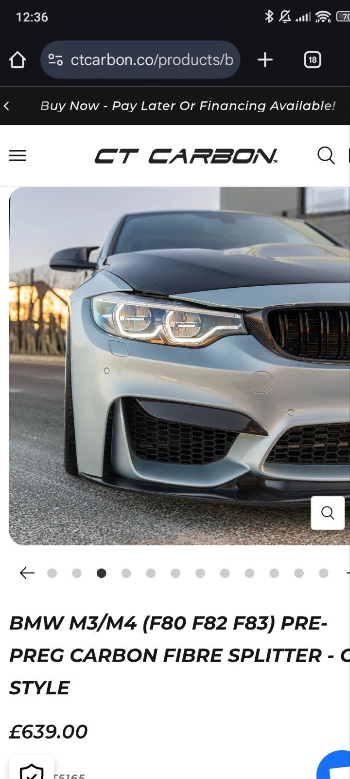 BMW M3 M4 F80 F82 F83 CARBON VOORLIP SPOILER, Ophalen of Verzenden