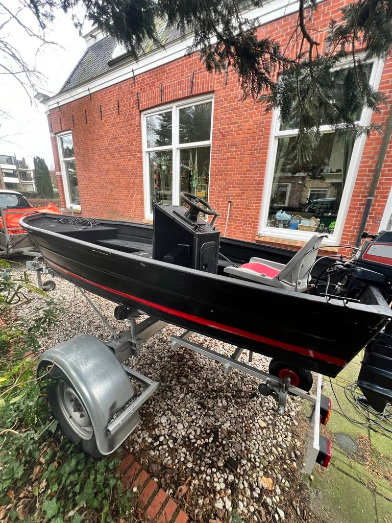 Aluminium console visboot met Yamaha 15PK en trailer, Ophalen, Gebruikt, Koffer of Tas