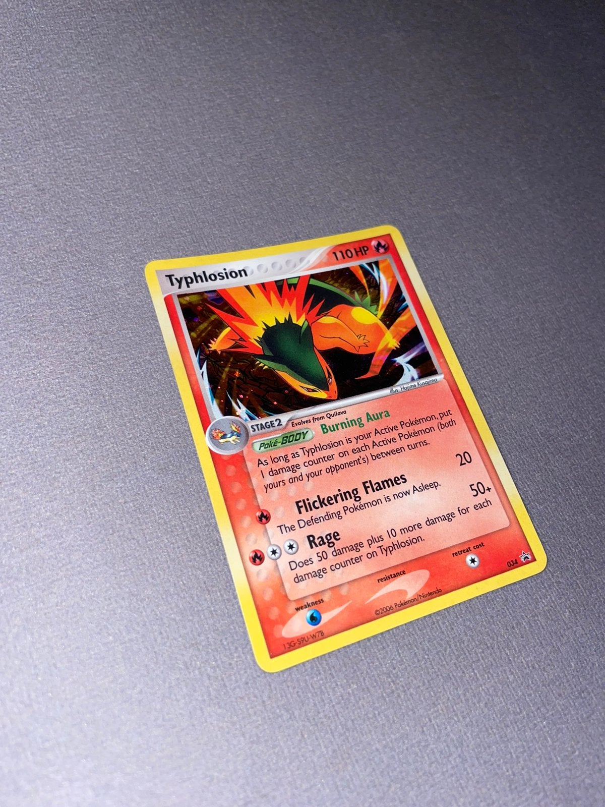 Pokemon Typhlosion 2006 promo holo, Ophalen of Verzenden, Zo goed als nieuw, Losse kaart, Foil