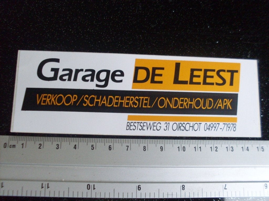 sticker garage de leest oirschot logo verkoop onderhoud apk, Verzenden, Zo goed als nieuw, Bedrijf of Vereniging