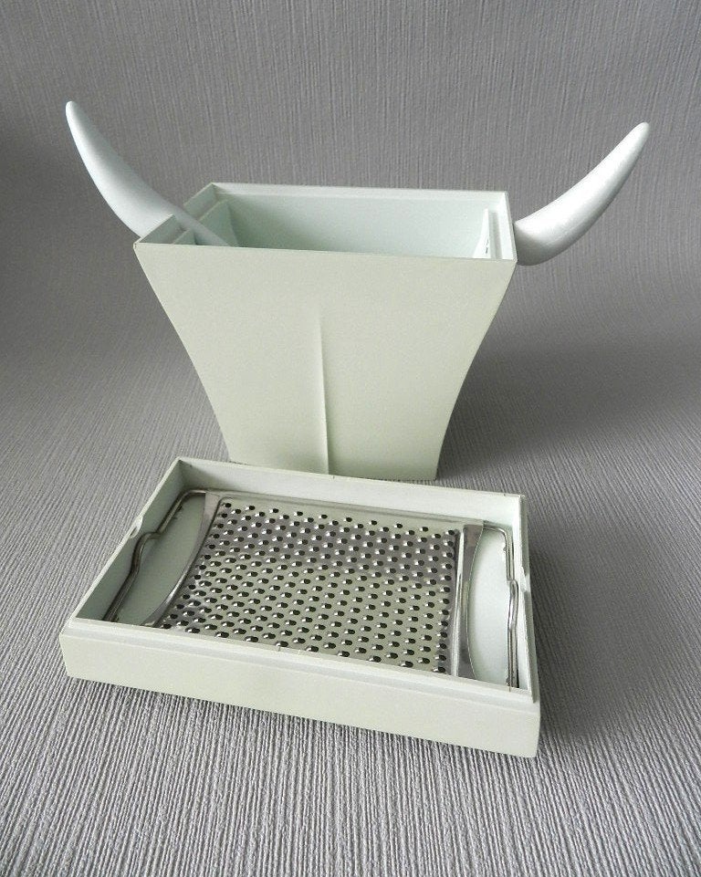 Alessi 'MR MEUMEU' Parmesan Kaasbak/rasp van Philippe Starck, Ophalen of Verzenden, Overige typen, Meerkleurig, Kunststof