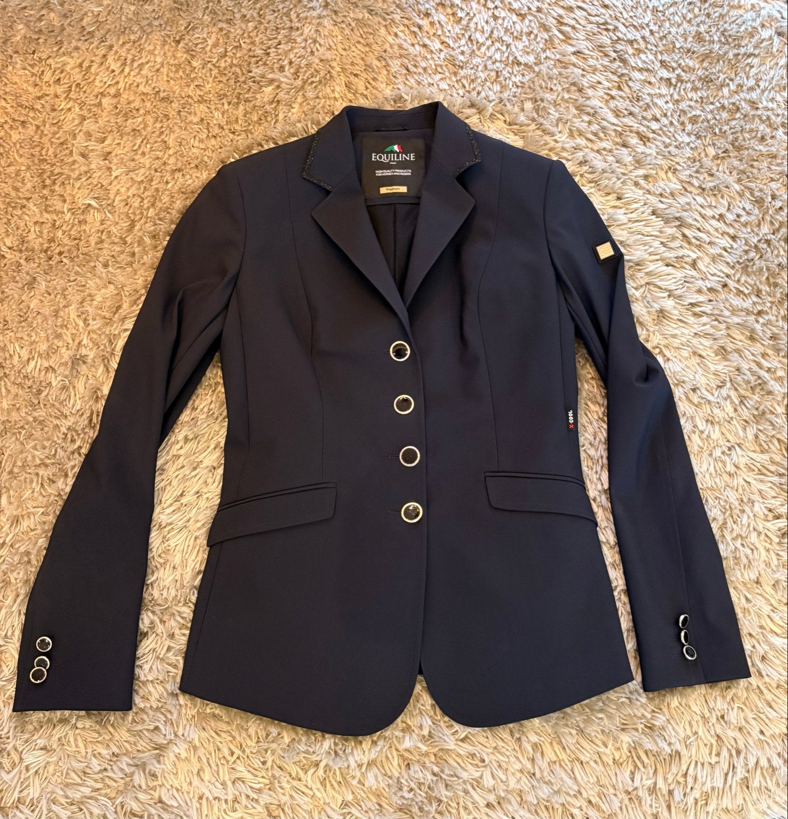 Equiline X-cool wedstrijdjas, Dieren en Toebehoren, Blauw, Dressuur, Ophalen of Verzenden, Zo goed als nieuw