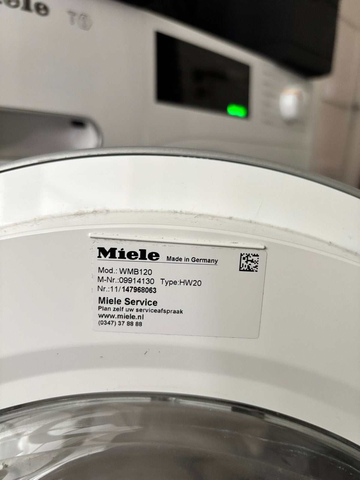 Miele W1 WMB120 Wasmachine, Ophalen, Zo goed als nieuw, Voorlader, Kort programma
